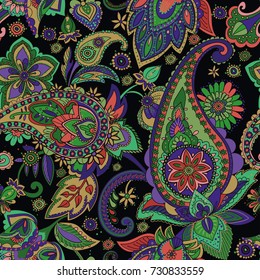 Paisley. A pattern based on the traditional textile figure "Turkish cucumber" or "Paisley". Vintage style.