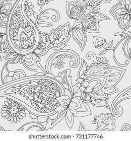 Paisley. A pattern based on the traditional textile figure "Turkish cucumber" or "Paisley". Vintage style.