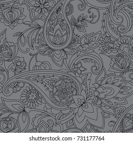 Paisley. A pattern based on the traditional textile figure "Turkish cucumber" or "Paisley". Vintage style.