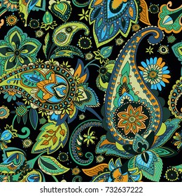 Paisley. A pattern based on the traditional textile figure "Turkish cucumber" or "Paisley". Vintage style.