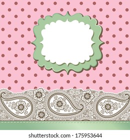 Paisley pattern border  for Invitation,artwork,card,envelop,background.Orient traditional ornament,motif.Imitation handmade lace.Label,ribbon.Wedding,holiday Vector illustration.Design template