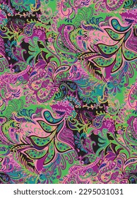 Diseño de patrones paisley, abstracto colorido y sin costuras