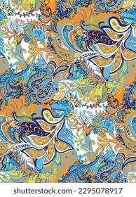 Paisley pattern design, abstract colorful seamless