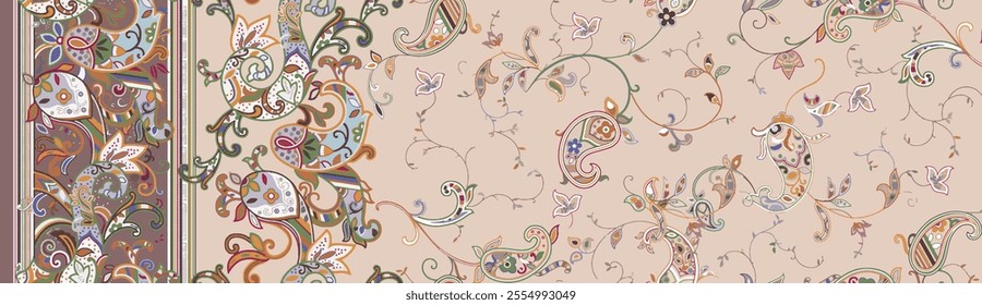 Paisley pattern design textile print illustartion 