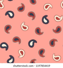 paisley pattern, doodle paisley elements, warm palette, seamless pattern, oriental folklore motifs, eps8