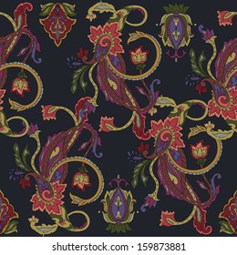 Paisley pattern. Ethnic design. Seamless background, vector illustration