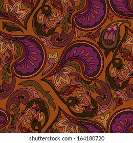 Paisley pattern. Ethnic design. Seamless background, vector illustration