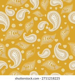 Patrón de Paisley con intrincados motivos de lágrimas y líneas curvas elegantes.