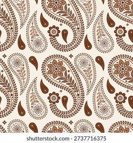 paisley pattern with floral elements, a decorative design for textile and print with vintage style Seamless paisley background