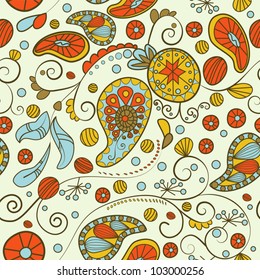 Paisley pattern with flowers