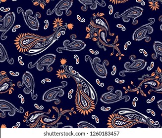 Paisley pattern with flowers and leaves for textile pattern, fashion print,fabric print