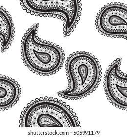 Paisley pattern. Hand Drawn Seamless background.