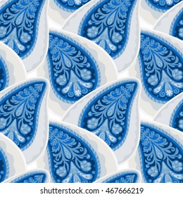 Paisley Pattern.
Hand drawn seamlessly repeating ornamental wallpaper or textile pattern with Paisley motives in vector format.
