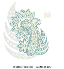 Paisley pattern in indian batik style. Floral vector illustration