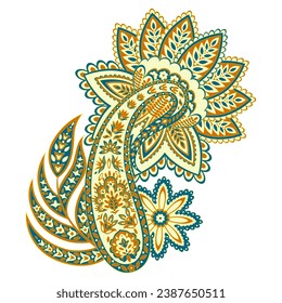 Paisley pattern in indian batik style. Floral vector illustration
