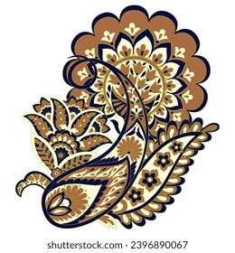 Paisley pattern in indian batik style. Floral vector illustration