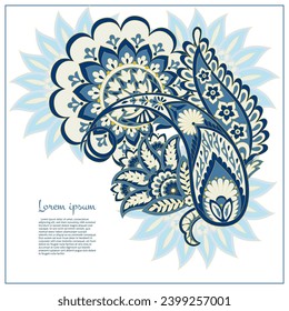 Paisley pattern in indian batik style. Floral vector illustration