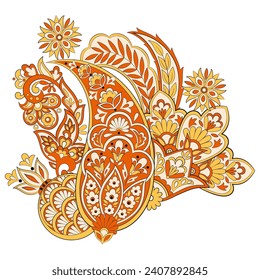 Paisley pattern in indian batik style. Floral vector illustration