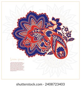 Paisley pattern in indian batik style. Floral vector illustration