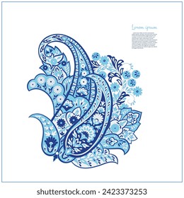Paisley pattern in indian batik style. Floral vector illustration