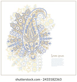 Patrón Paisley en estilo batik indio. Ilustración de vector floral
