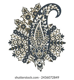 Paisley-Muster im indischen Batik-Stil. Blumenvektordarstellung