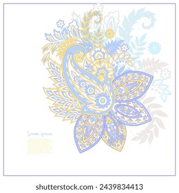 Patrón Paisley en estilo batik indio. Ilustración de vector floral