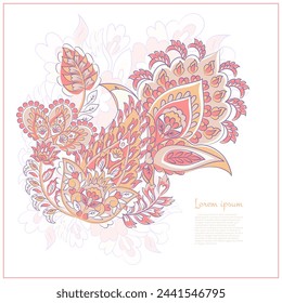 Paisley pattern in indian batik style. Floral vector illustration