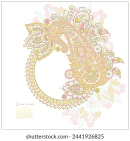 Paisley pattern in indian batik style. Floral vector illustration