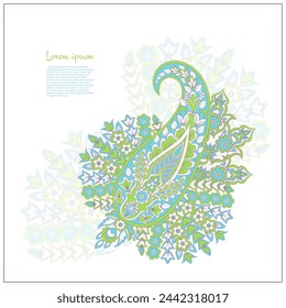 Paisley pattern in indian batik style. Floral vector illustration