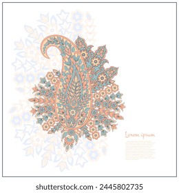 Paisley pattern in indian batik style. Floral vector illustration