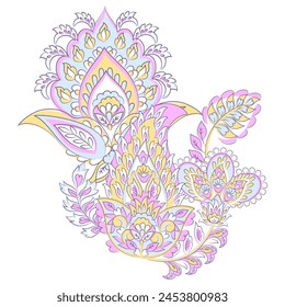Paisley pattern in indian batik style. Floral vector illustration