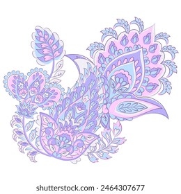 Paisley pattern in indian batik style. Floral vector illustration