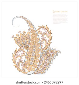 Patrón Paisley en estilo batik indio. Ilustración vectorial floral