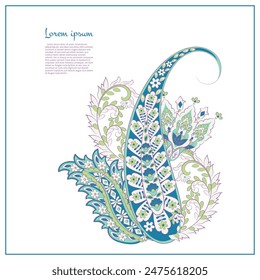 Paisley pattern in indian batik style. Floral vector illustration