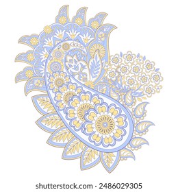 Paisley pattern in indian batik style. Floral vector illustration