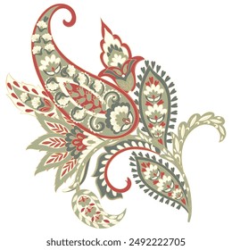 Paisley pattern in indian batik style. Floral vector illustration