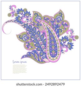 Paisley pattern in indian batik style. Floral vector illustration