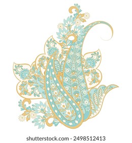 Paisley-Muster im indischen Batik-Stil. Florale Vektorgrafik