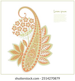 Padrão de Paisley em estilo indiano batik. Ilustração de vetor floral