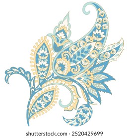 Paisley pattern in indian batik style. Floral vector illustration