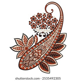 Paisley pattern in indian batik style. Floral vector illustration