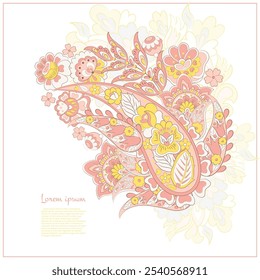 Padrão de Paisley em estilo indiano batik. Ilustração de vetor floral