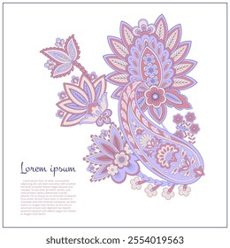 Paisley pattern in indian batik style. Floral vector illustration