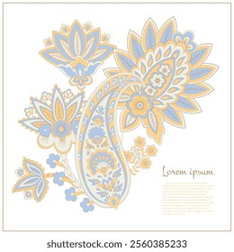 Paisley pattern in indian batik style. Floral vector illustration