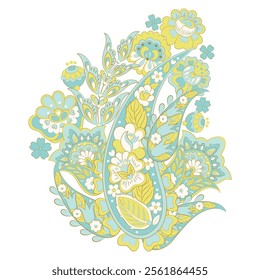 Paisley pattern in indian batik style. Floral vector illustration