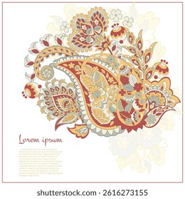 Paisley pattern in indian batik style. Floral vector illustration