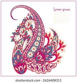Paisley pattern in indian batik style. Floral vector illustration