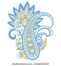 Paisley pattern in indian batik style. Floral vector illustration