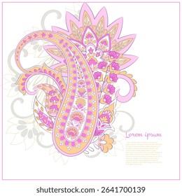 Paisley pattern in indian batik style. Floral vector illustration